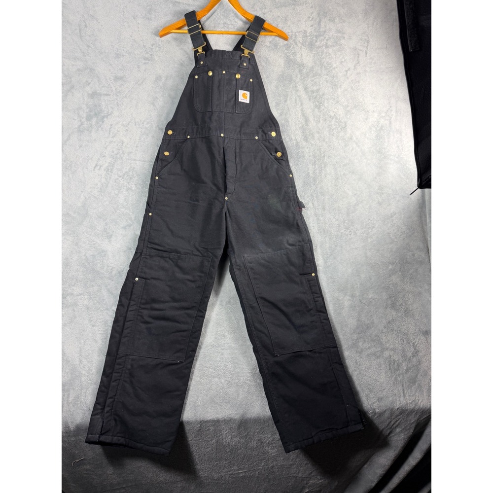Carhartt Womens 34x30 Black Duck Bib Overalls R02 Quilt Lined Utility Gorpcore